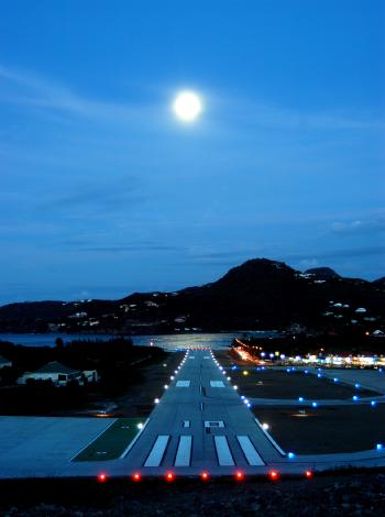 Moon over St. Barths Airport - Photo taken from COMStBarth.fr